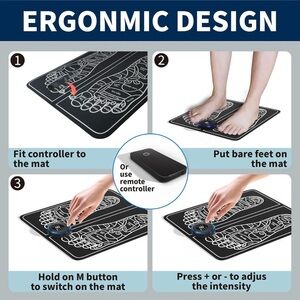 EMS Foot Massager Portable Pad with Remote Control, 19 Levels 8 Massage Modes